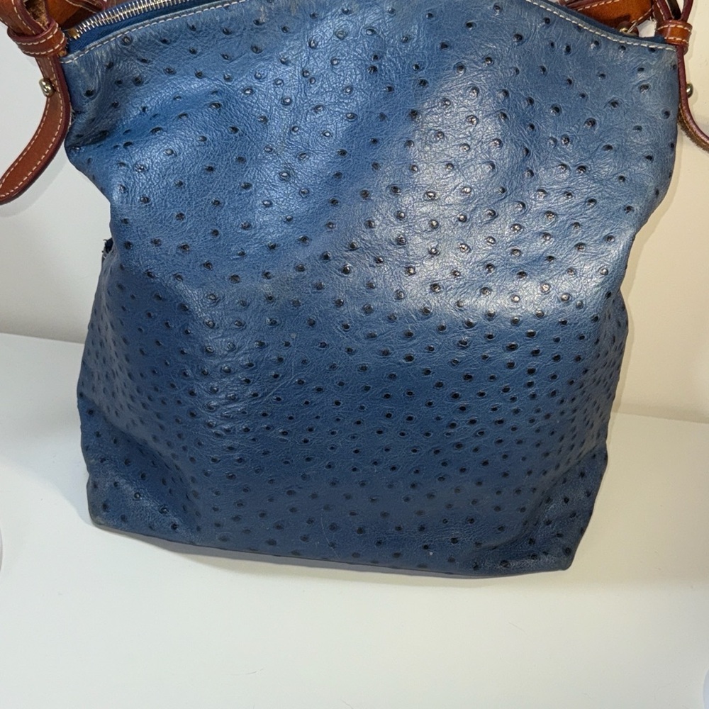 Dooney & Bourke Navy Ostrich Embossed Dillen shoulder bag - Picture 3 of 13